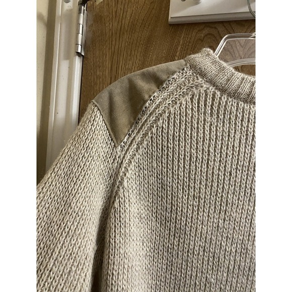 Vintage James Pringle Pure British Wool Sweater Suede Elbow & Shoulder Patch L - Picture 5 of 14
